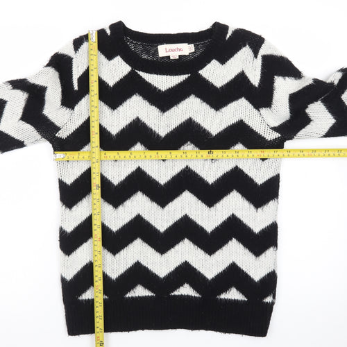 Louche Women's Black & White Chevron Knit Jumper Size 10