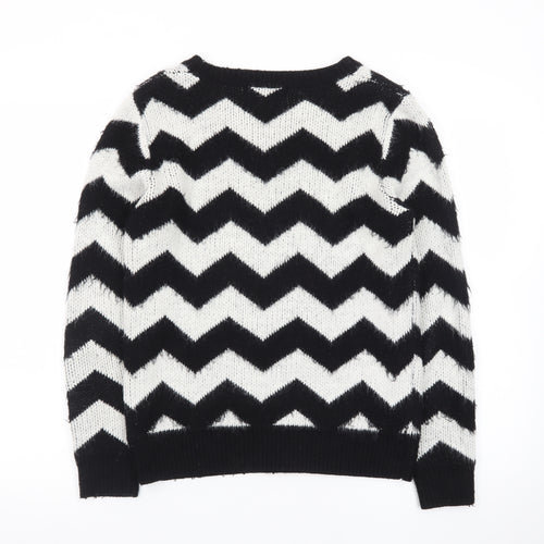 Louche Women's Black & White Chevron Knit Jumper Size 10