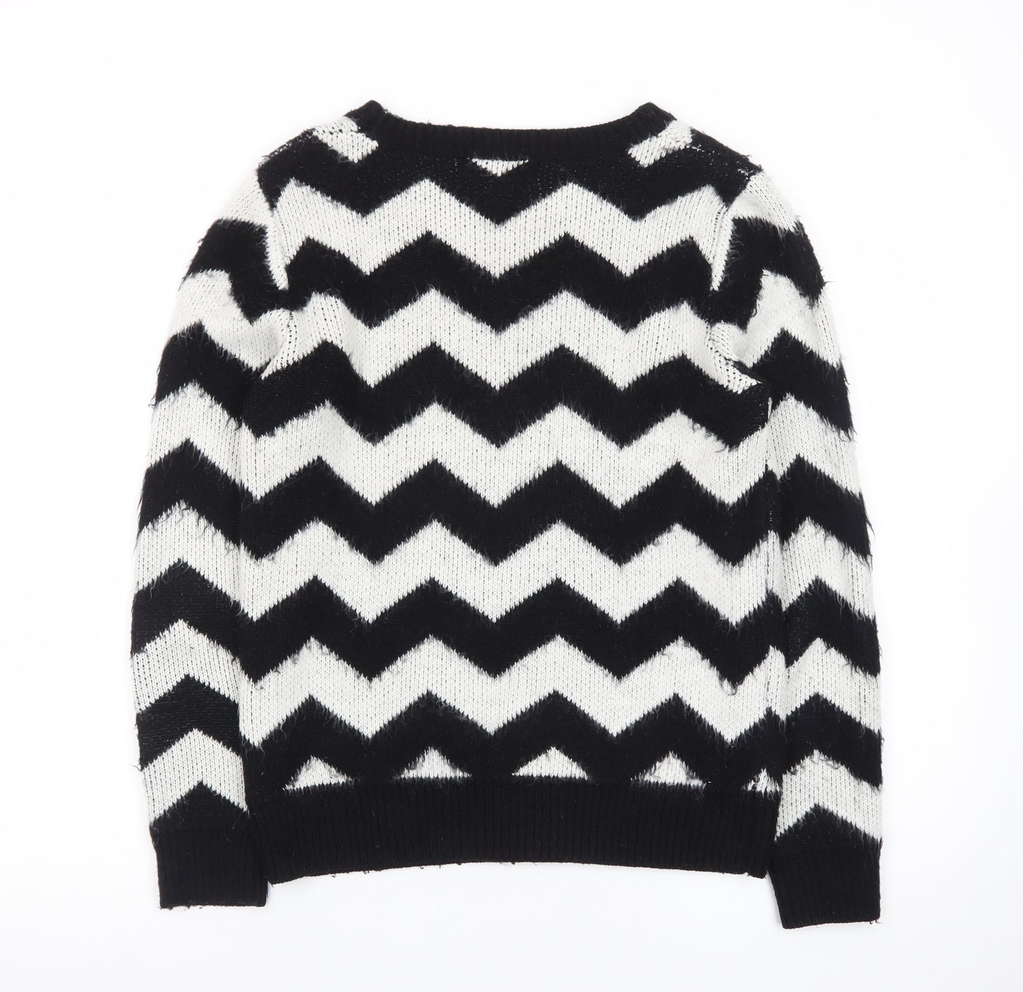 Louche Women's Black & White Chevron Knit Jumper Size 10
