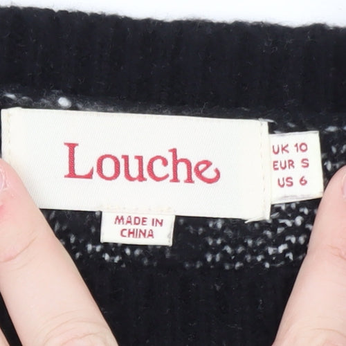 Louche Women's Black & White Chevron Knit Jumper Size 10