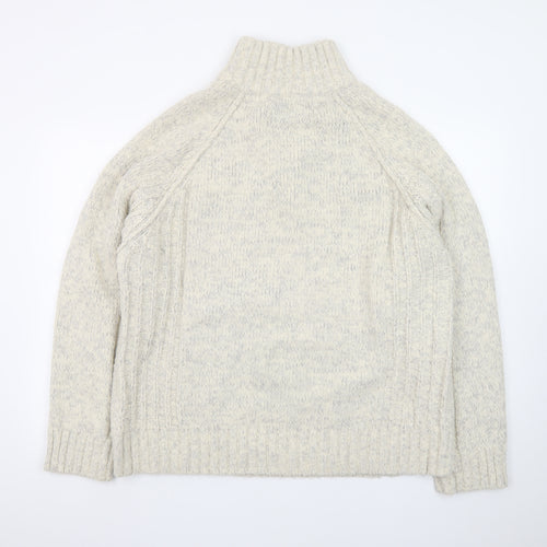 Marks and Spencer Men's Beige Wool Blend 1/2 Zip Cable Knit Jumper L
