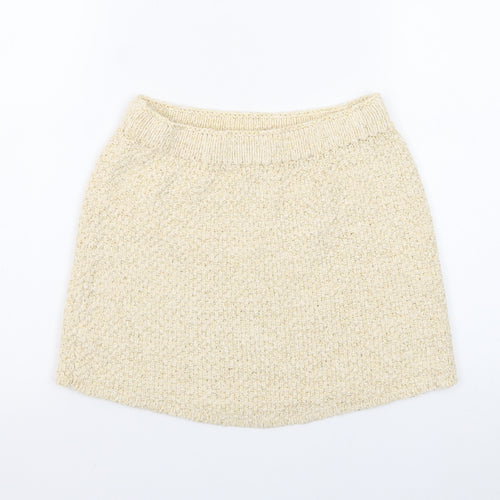 H&M Women Beige Glitter Knit Short Pencil Skirt XS