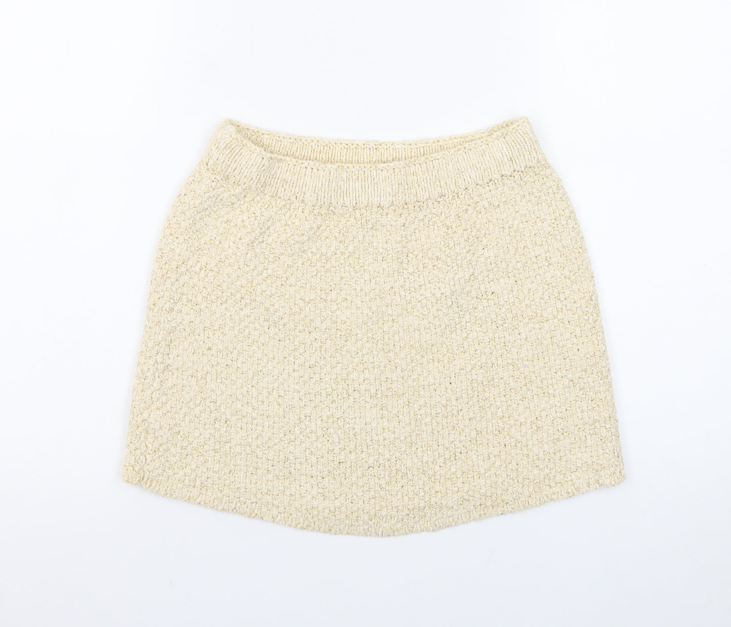 H&M Women Beige Glitter Knit Short Pencil Skirt XS