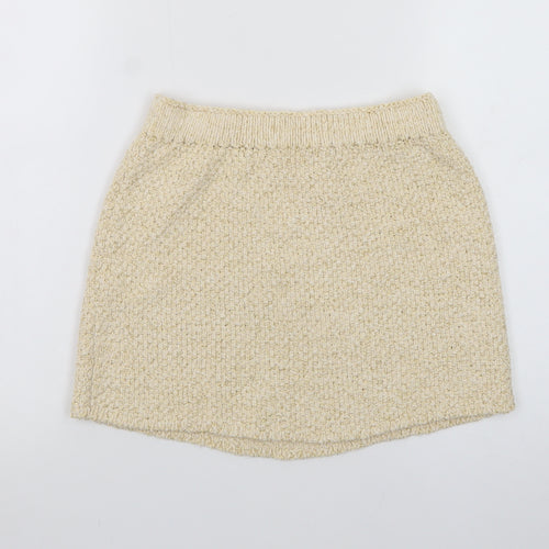 H&M Women Beige Glitter Knit Short Pencil Skirt XS
