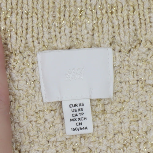 H&M Women Beige Glitter Knit Short Pencil Skirt XS