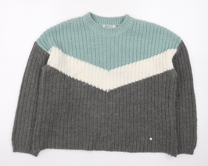 Green Coast Women's Multicoloured XS Chunky Knit Pullover Jumper
