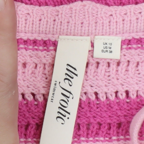 The Frolic Womens Pink Crochet Strappy Slip Dress Size 10