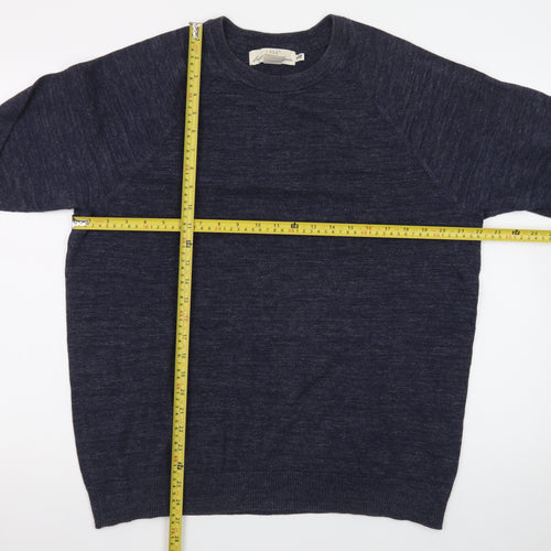 H&M L.O.G.G. Women Blue Cotton Crew Neck Pullover Jumper Size 14