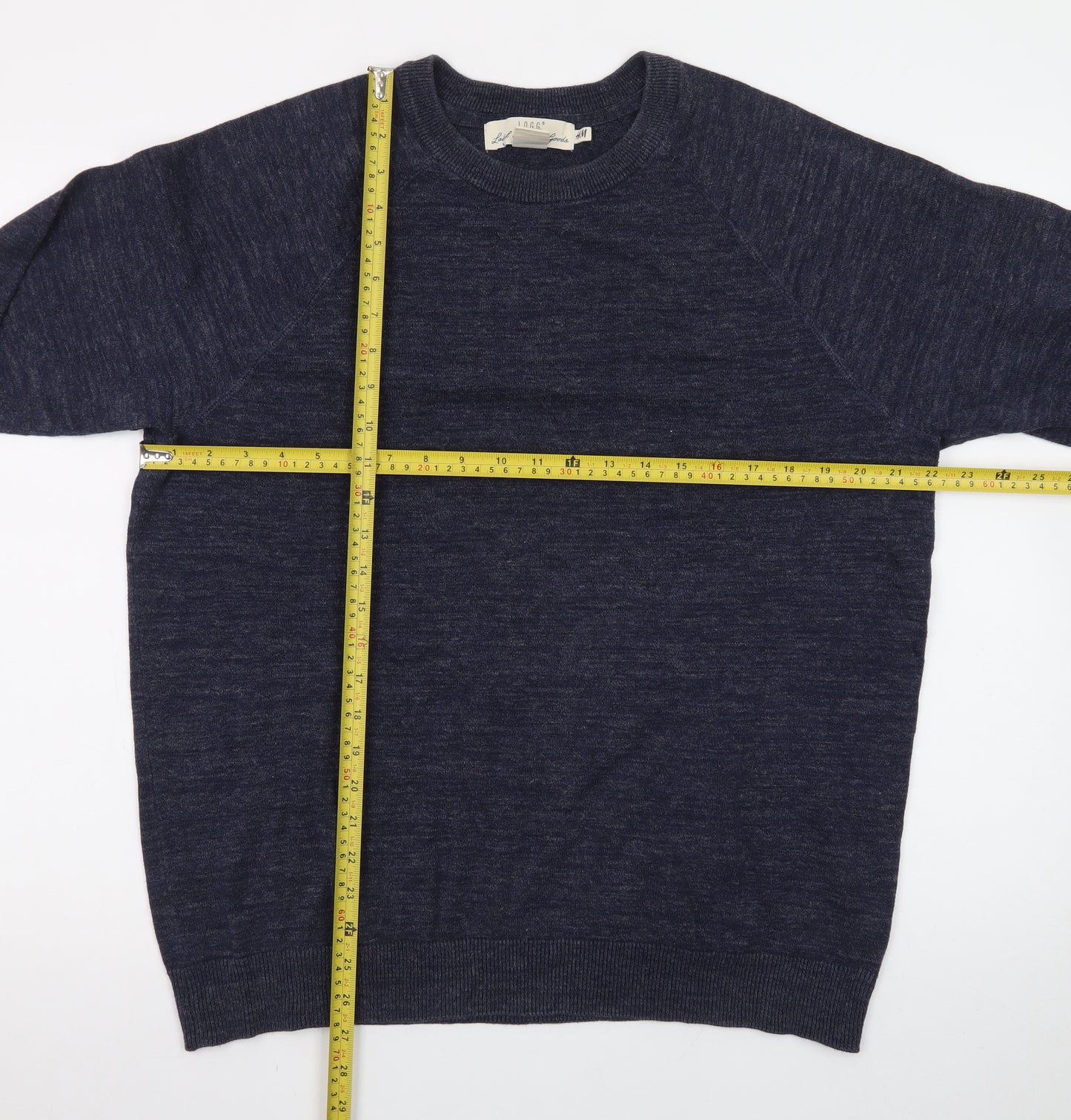 H&M L.O.G.G. Women Blue Cotton Crew Neck Pullover Jumper Size 14