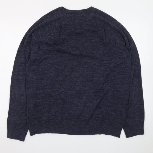 H&M L.O.G.G. Women Blue Cotton Crew Neck Pullover Jumper Size 14