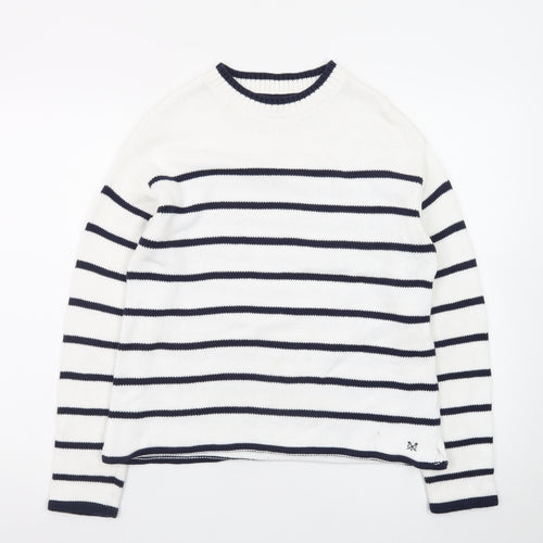 Crew Clothing Women’s White Navy Striped Cotton Jumper Size 10