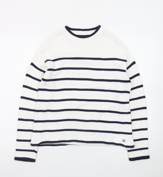Crew Clothing Women’s White Navy Striped Cotton Jumper Size 10