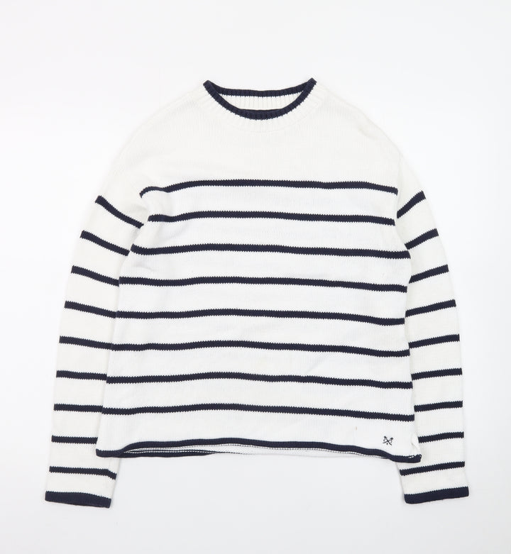 Crew Clothing Women’s White Navy Striped Cotton Jumper Size 10