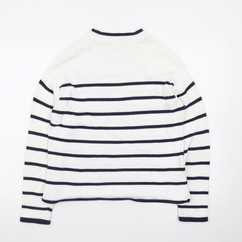 Crew Clothing Women’s White Navy Striped Cotton Jumper Size 10