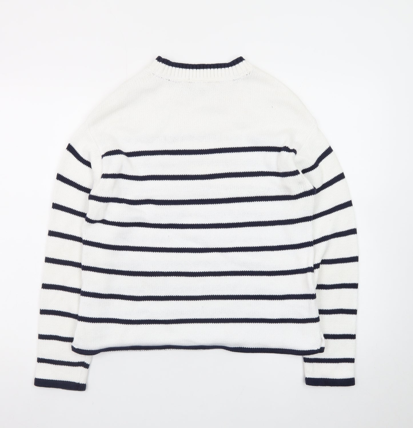 Crew Clothing Women’s White Navy Striped Cotton Jumper Size 10
