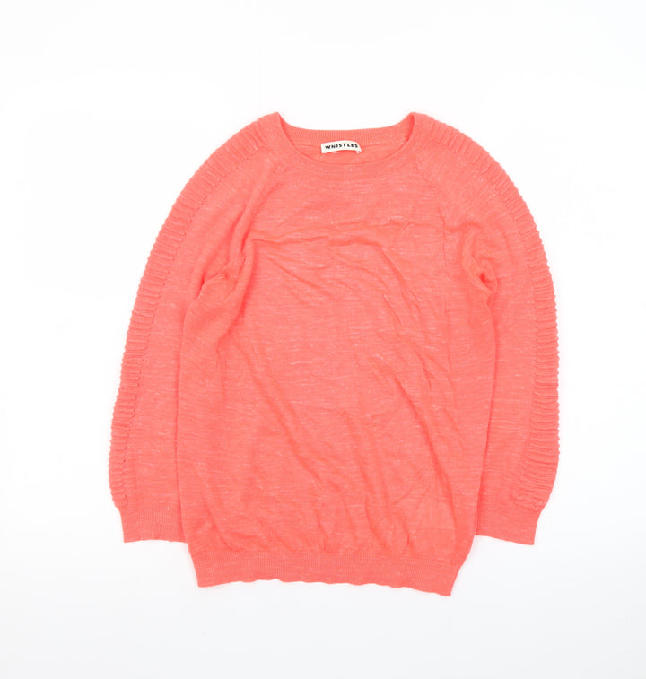Whistles Women's Pink Crew Neck Long Sleeve Knit Jumper Size 10