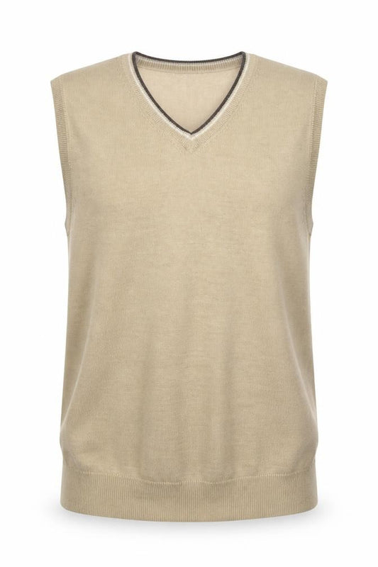 Peater Field Men's Beige V-Neck Sleeveless Knit Vest Size L