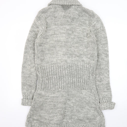 Folia Women Grey Long Sleeve Knit Cardigan Size 14 Collared Button Front