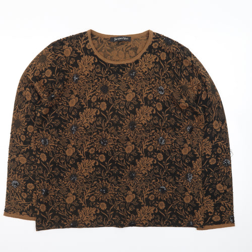 Jacques Vert Women's Brown Floral Wool Blend Pullover Jumper L