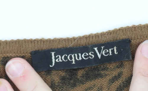 Jacques Vert Women's Brown Floral Wool Blend Pullover Jumper L