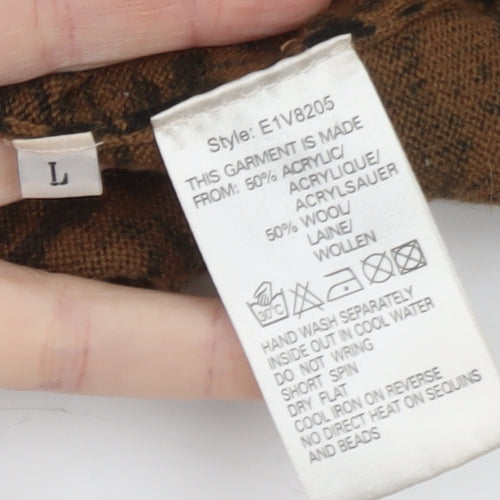 Jacques Vert Women's Brown Floral Wool Blend Pullover Jumper L