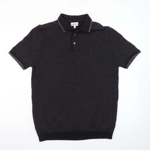 Next Men's Black Cotton Short Sleeve Polo Shirt Medium Classic Fit