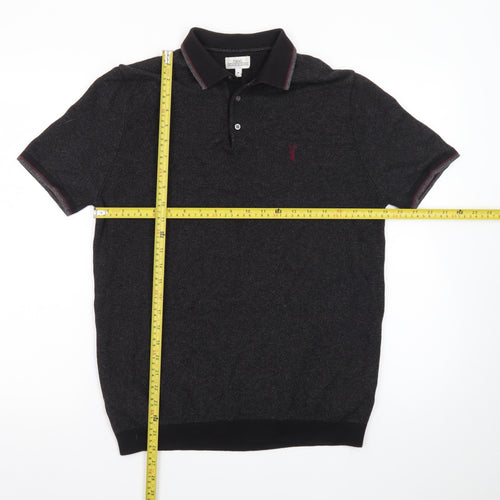 Next Men's Black Cotton Short Sleeve Polo Shirt Medium Classic Fit
