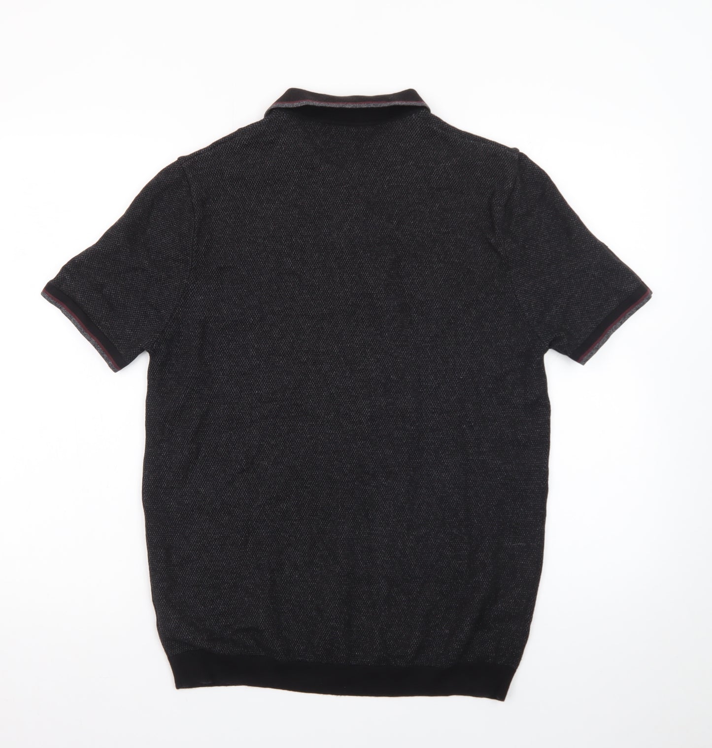Next Men's Black Cotton Short Sleeve Polo Shirt Medium Classic Fit