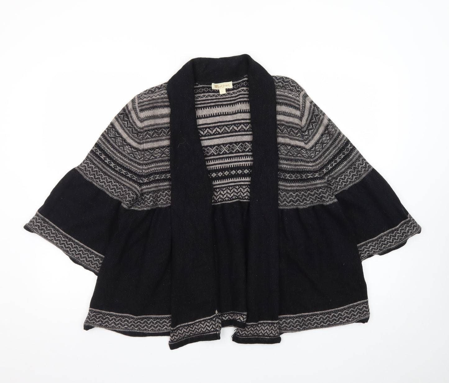 Monsoon Women’s Black Fair Isle Knit Open Cardigan L