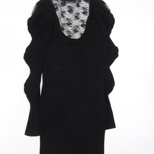 Jane Norman Women Black Size 10 Lace Bodycon Knit Dress
