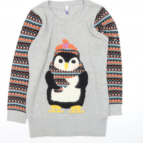 By Henry Holland Women’s Grey Penguin Fair Isle Jumper Size 10