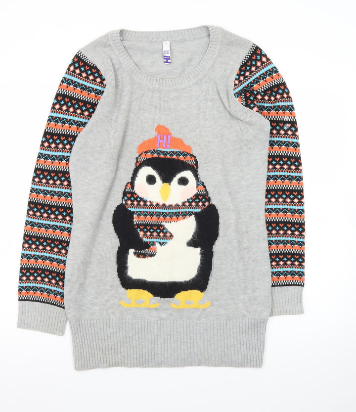 By Henry Holland Women’s Grey Penguin Fair Isle Jumper Size 10