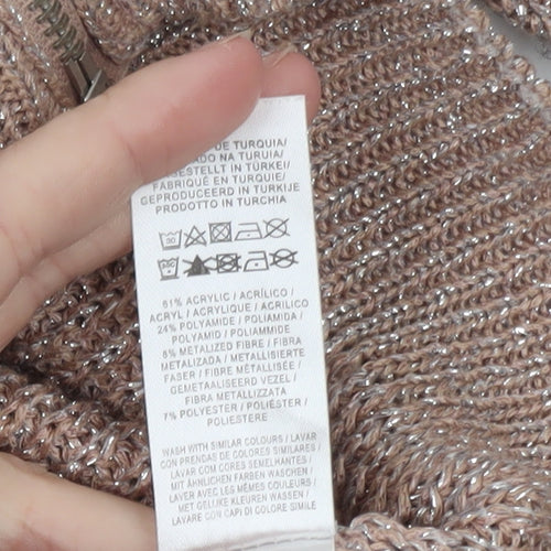 Atmosphere Women's Beige Metallic Full Zip Cardigan Size 6