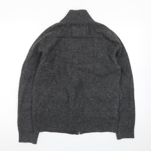 St. George by Duffer Men's Grey Wool Full Zip Jumper Small