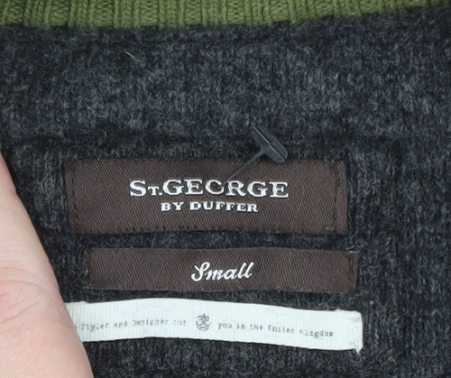 St. George by Duffer Men's Grey Wool Full Zip Jumper Small