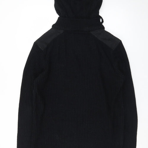 Twisted Soul Men's Black Hooded Ribbed Pullover Jumper L