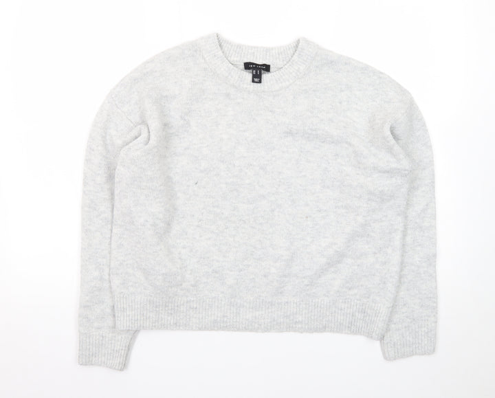 New Look Women's Grey Crew Neck Knit Jumper Size M