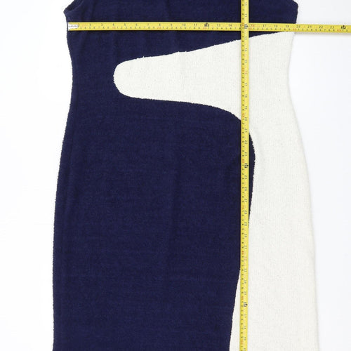 Cider Women Blue White Bodycon Knit Sleeveless Dress 2XL