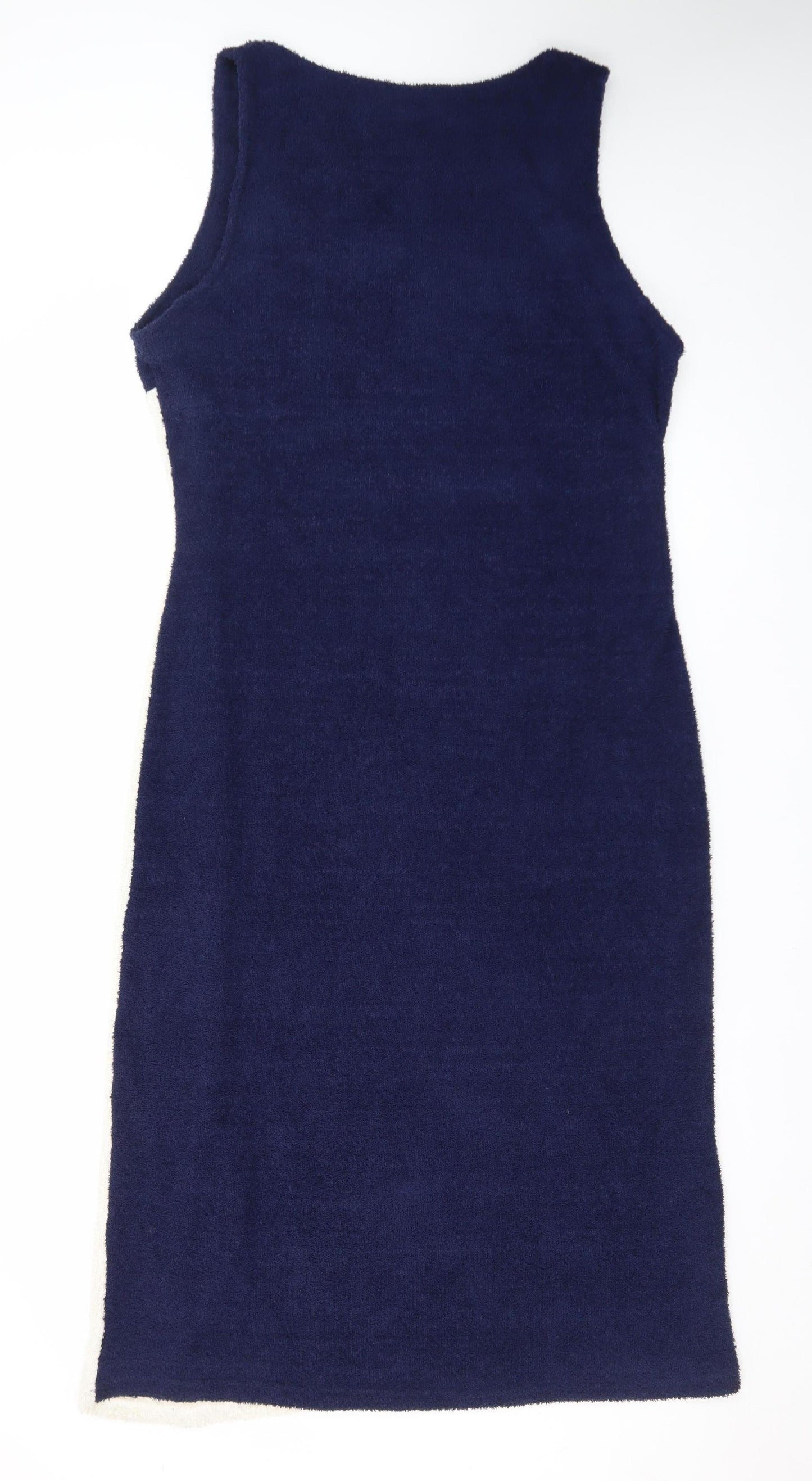 Cider Women Blue White Bodycon Knit Sleeveless Dress 2XL