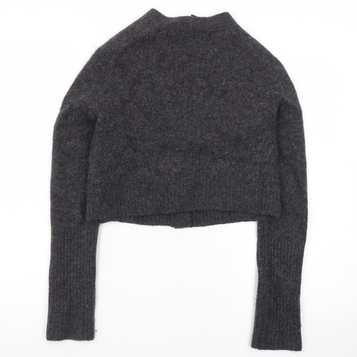 AllSaints Women's Grey Wool Blend Chunky-Knit V-Neck Cardigan XS