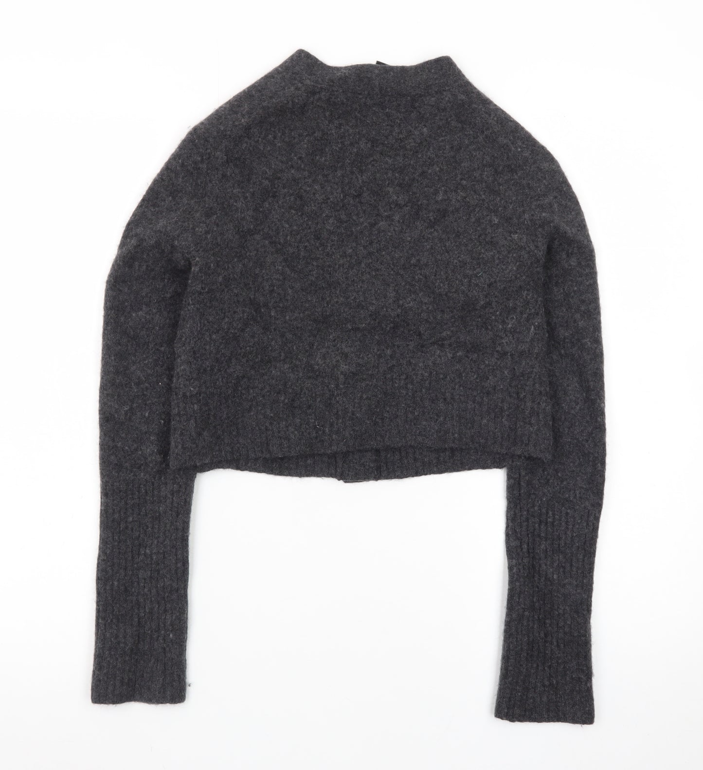AllSaints Women's Grey Wool Blend Chunky-Knit V-Neck Cardigan XS