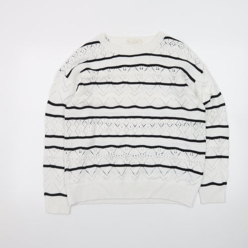 Autonomy Women White Black Striped Knit Jumper Size 14