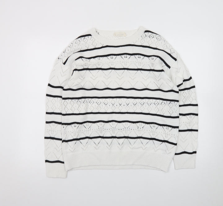 Autonomy Women White Black Striped Knit Jumper Size 14