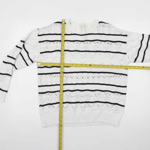 Autonomy Women White Black Striped Knit Jumper Size 14