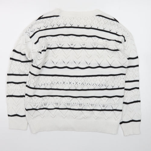 Autonomy Women White Black Striped Knit Jumper Size 14