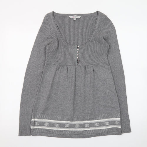 Crew Clothing Co. Women’s Grey Fair Isle Jumper Dress Size 10 Knit Long Sleeve
