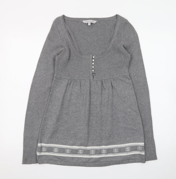 Crew Clothing Co. Women’s Grey Fair Isle Jumper Dress Size 10 Knit Long Sleeve