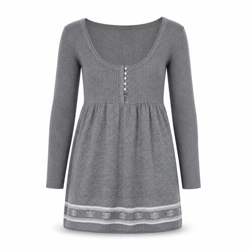 Crew Clothing Co. Women’s Grey Fair Isle Jumper Dress Size 10 Knit Long Sleeve