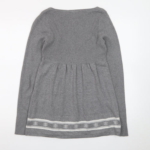 Crew Clothing Co. Women’s Grey Fair Isle Jumper Dress Size 10 Knit Long Sleeve