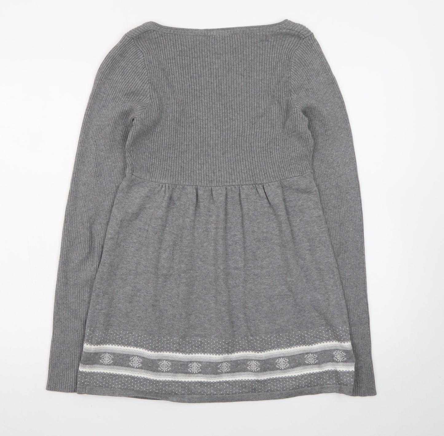 Crew Clothing Co. Women’s Grey Fair Isle Jumper Dress Size 10 Knit Long Sleeve